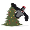 Funny christmas gorilla cartoon illustration