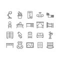 Simple furniture line icon set, editable stroke. Royalty Free Stock Photo