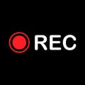Recording video or audio button icon. Red record dot with REC text. Vector illustration. Royalty Free Stock Photo