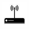 Router icon. Internet network modem symbol. Black isolated vector illustration. Royalty Free Stock Photo