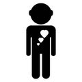 Vector illustration isolated icons man of black color with hearts on a white background. Royalty Free Stock Photo