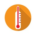 Temperature meter with orange background.