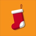 Red christmas socks illustration with gifts. Royalty Free Stock Photo