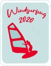 Illustration  vintage card sticker stamp banner windsurfing Royalty Free Stock Photo