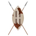 African shield and spears, 3d vector illustration Royalty Free Stock Photo