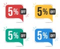 5 percent off. Colorful tags. Royalty Free Stock Photo