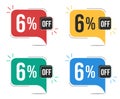 6 percent off. Colorful tags. Royalty Free Stock Photo