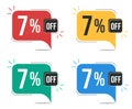 7 percent off. Colorful tags. Royalty Free Stock Photo