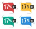17 percent off. Colorful tags. Royalty Free Stock Photo