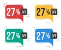 27 percent off. Colorful tags. Royalty Free Stock Photo