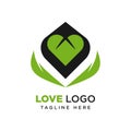 Heart or love logo design, symbol of natural leaves Royalty Free Stock Photo