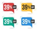 39 percent off. Colorful tags.