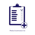 Medical care concept. Medical check list sheet icon.