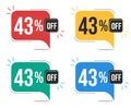 43 percent off. Colorful tags. Royalty Free Stock Photo
