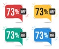 73 percent off. Colorful tags. Royalty Free Stock Photo