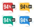 94 percent off. Colorful trags. Royalty Free Stock Photo