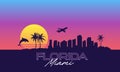 Miami Florida VIce City Synthwave Royalty Free Stock Photo