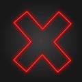 Neon cross Icon Isolated on a Black