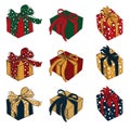 Colored Hand Drawn Gift Boxes with Ribbon Royalty Free Stock Photo
