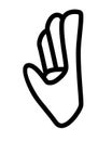 Stopping gesture, palm outstretched - vector linear illustration for pictogram or sign. Outline. Hand gesture - picture for colori