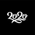 Black 2020 happy new year letter logo icon design vector