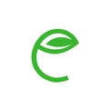 Letter E leaf green logo