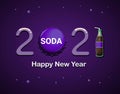 2021 Happy New Year with purple soda bottle and caps theme concept illustration vector Royalty Free Stock Photo