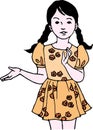 Cartoon girl wearing a yellow frock