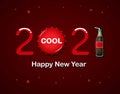 2021 Happy New Year with soda coke bottle and caps theme concept illustration vector Royalty Free Stock Photo