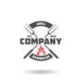 grill and barbecue flat logo design template