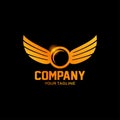 wing company flat logo design template