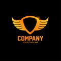 wing company flat logo design template