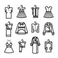 Set of vector line icons of clothes Royalty Free Stock Photo