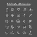 Healthcare hospital and medical Icons on dark background