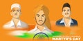 Vector illustration of Indian Martyrs` Day concept banner.