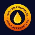 100% pure essential oil vector icon with oil drop, element Royalty Free Stock Photo