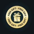 Free gift symbol, golden elegant icon