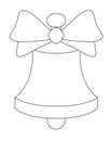 Bell with bow - vector linear illustration for coloring. Christmas or New Years element or school bell - for coloring pages or ico