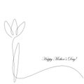 Happy mothers dsy card with flower line draw