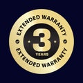 Three year extended warranty stamp illustration