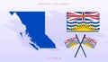 Vector flag of British Columbia Map, British Columbia Map, illustration Royalty Free Stock Photo