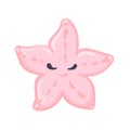 Pink Starfish Vector flat Illustration. Cute cartoon character. Sea creature Royalty Free Stock Photo