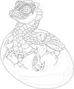 Cartoon fairy tail magic dragon in egg shell sketch template