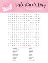 St. Valentine\'s Day word search puzzle. Educational game for learning English. Party card.