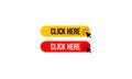 Red and yellow Click here buttons with cursor pointer clicking Royalty Free Stock Photo