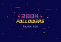 200k followers thank you. thank you 200k followers template. celebration 200k subscribers template for social media. 200000 follow
