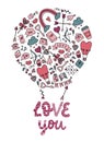 Valentine`s day card with doodles Royalty Free Stock Photo