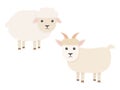 Cute sheep and goat character set. Cartoon farm animals Royalty Free Stock Photo
