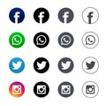 Social media icons, Facebook, WhatsApp, Twitter, Instagram icons Royalty Free Stock Photo