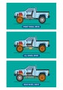 Truck vehicle engine drivetrains comparison FWD, AWD and RWD information concept in cartoon illustration vector Royalty Free Stock Photo